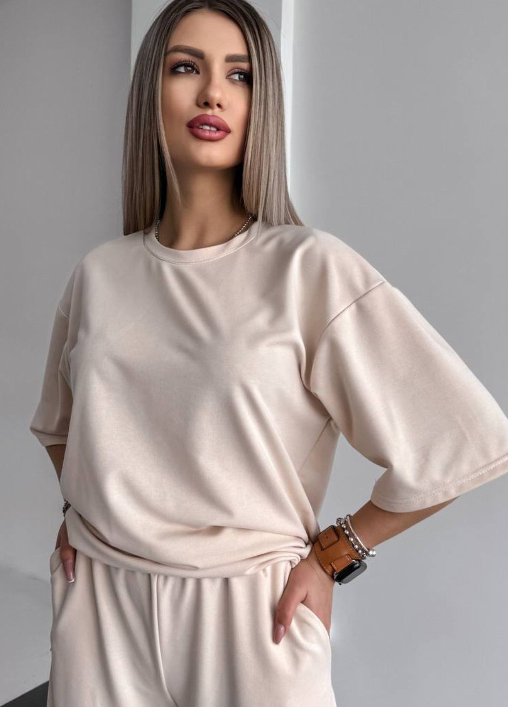 Костюм-двойка: футболка и брюки прямого кроя Tik-Tak (330147077)