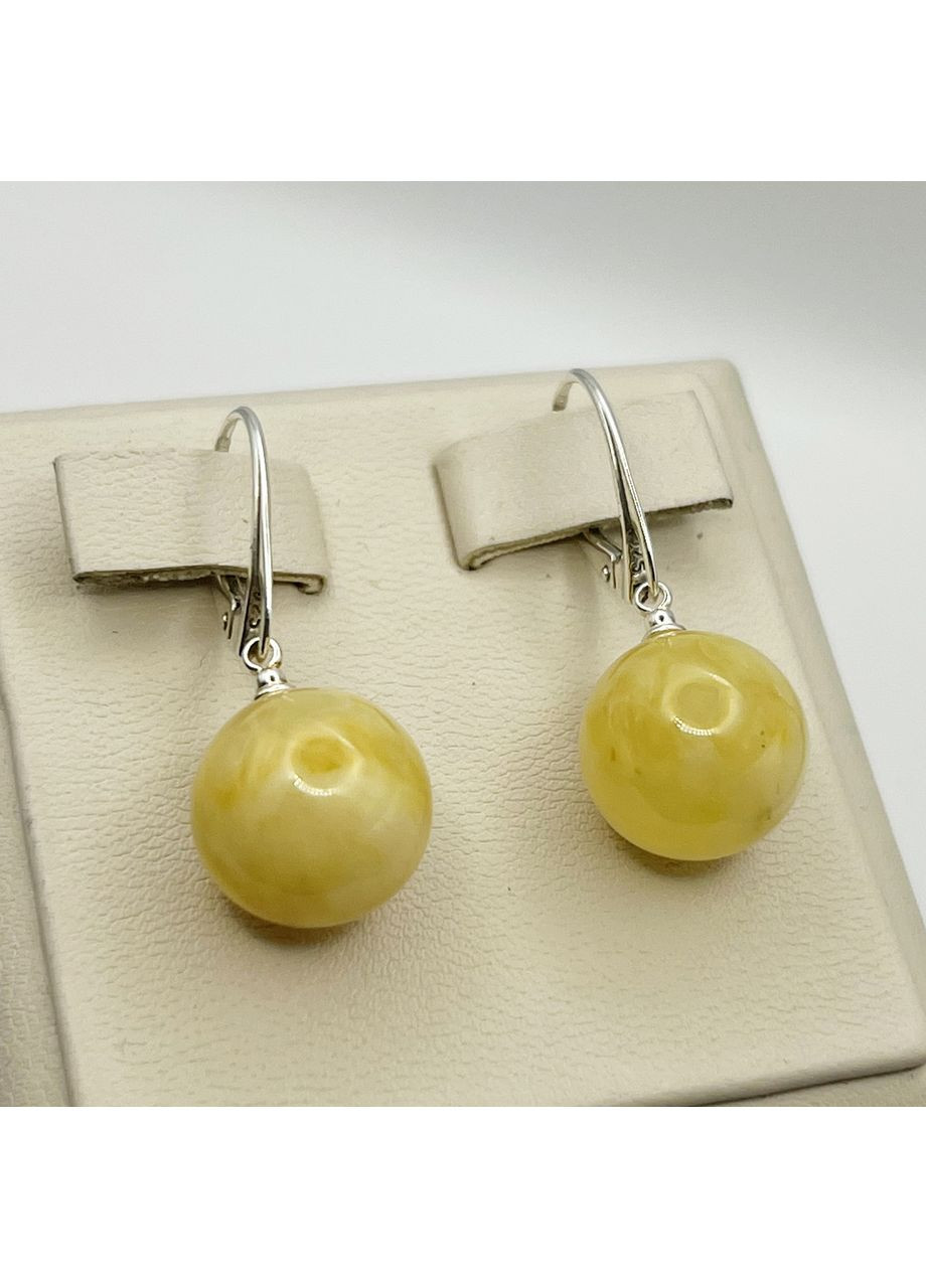 Сережки срібні з бурштином 3,6 г No Brand (369736735)