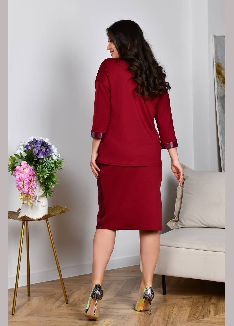 Женский костюм двойка кофта и юбка бордового цвета р.52/54 379627 New Trend (282426937)
