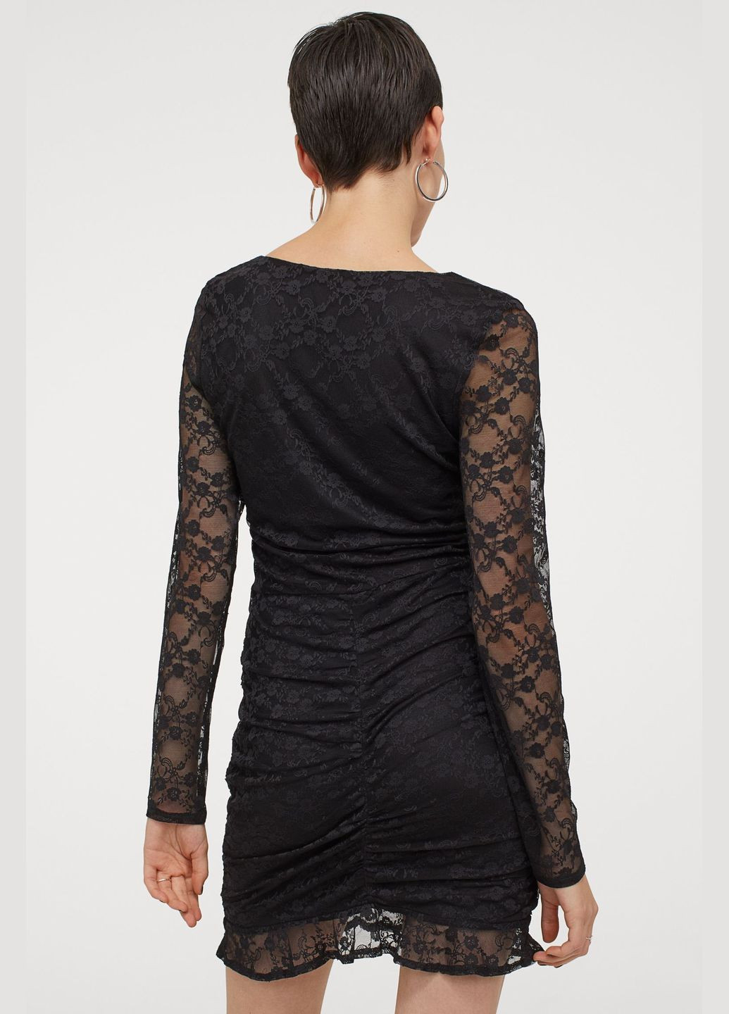 Черное кэжуал кружевное платье H&M однотонное
