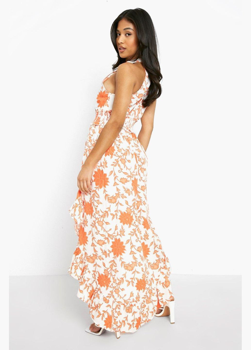 Помаранчева повсякденний сукня Boohoo з квітковим принтом