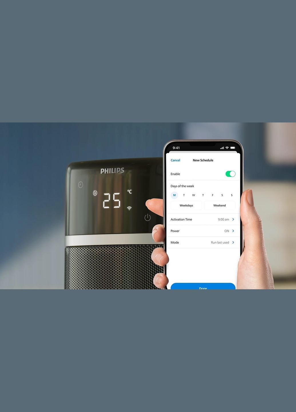 Тепловентилятор 5000 Series, 20м2, 2000Вт, електр. упр-ння, 58 х 19.6 х 21.2см, керамічний, дисплей,Wi-Fi, чорний Philips (315434661)