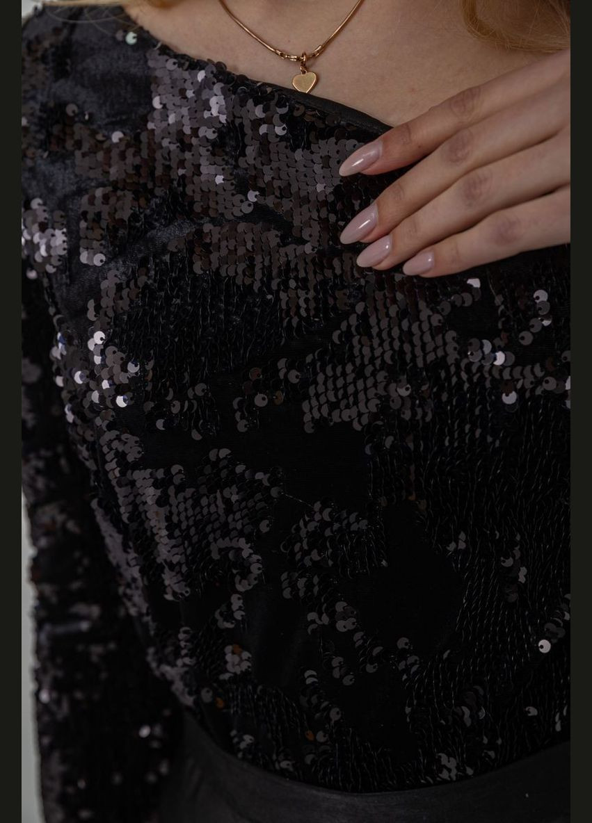 Кофта жіноча з паєтками, колір чорний, Ager (288750787)