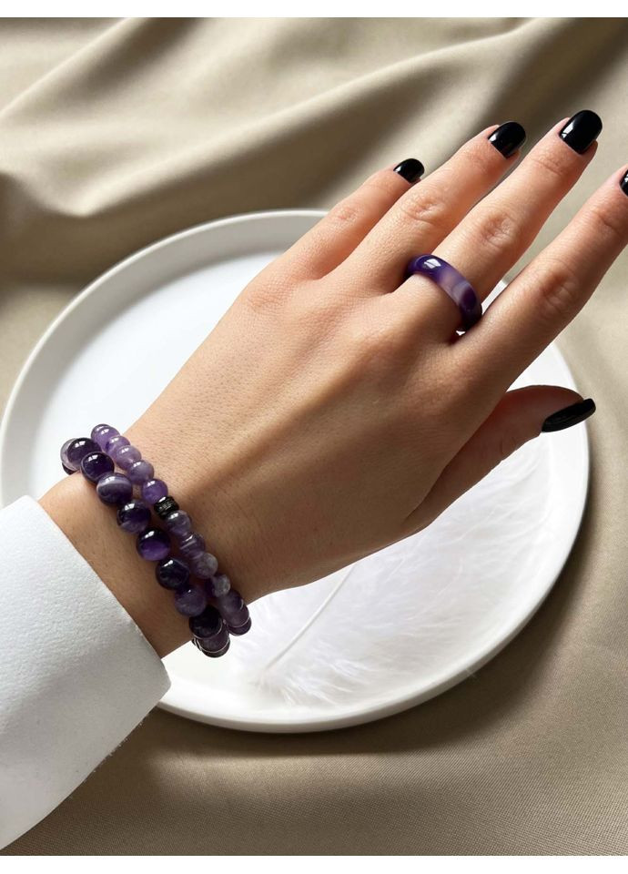 Фиолетовое кольцо из агата 5228 (Размер 17) LeBijou (367580342)