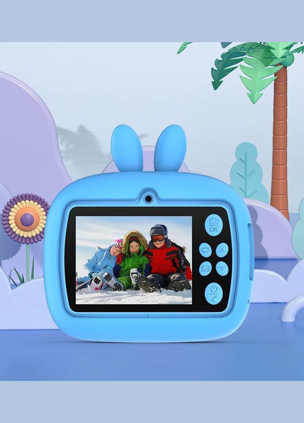 Фотоапарат миттєвого друку дитячий Кролик на 48 Мг з фронтальною камерою Синій (481) No Brand (338222918)