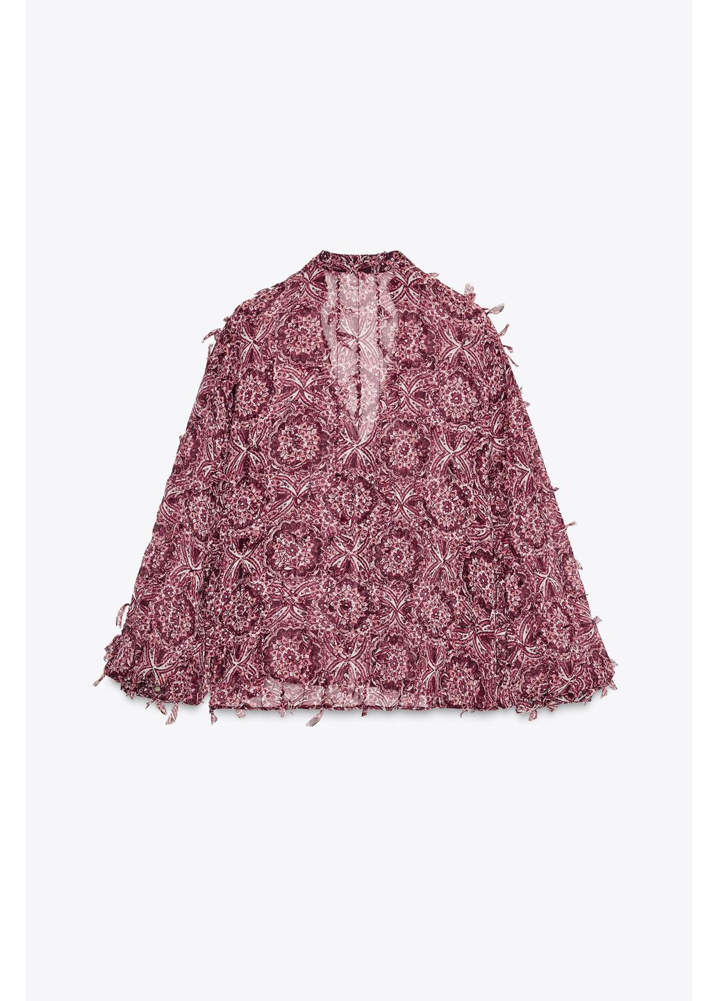 Бордова сорочка із принтом та бахромою Zara