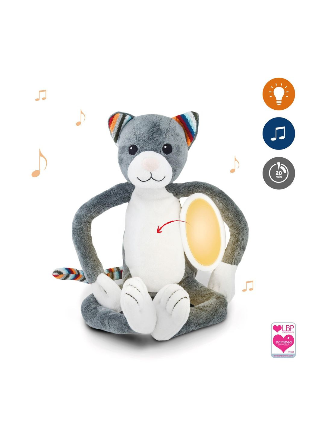 Мягкая игрушка Katie Котик с ночником, 19 см () Zazu ZA-KATIE-01 (328395634)