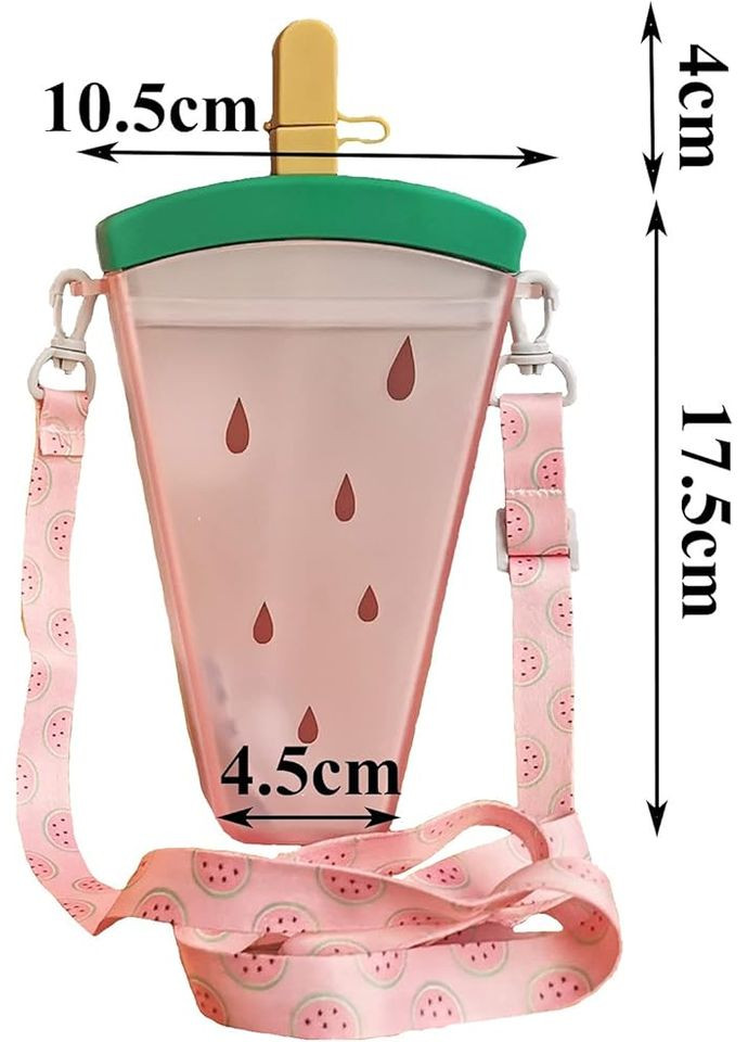 Пластиковая бутылка для воды Милый Арбуз, с трубочкой и ремешком, 320 мл More (300522970)