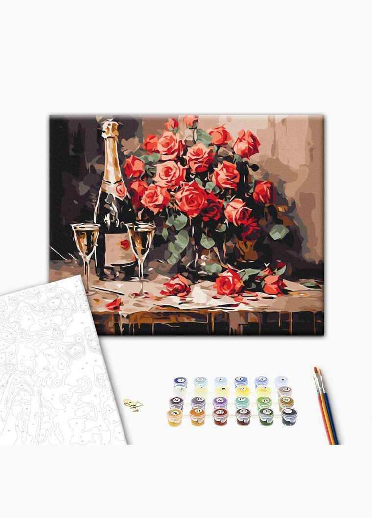 Картини за номерами Романтика 40х50 Картина по цифрах на полотні Шампанське на двох Картини розпис за номерами BS53882 Brushme (308988907)