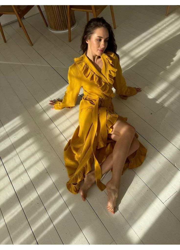 Халат рюши муслин, горчица Lavender (366665693)