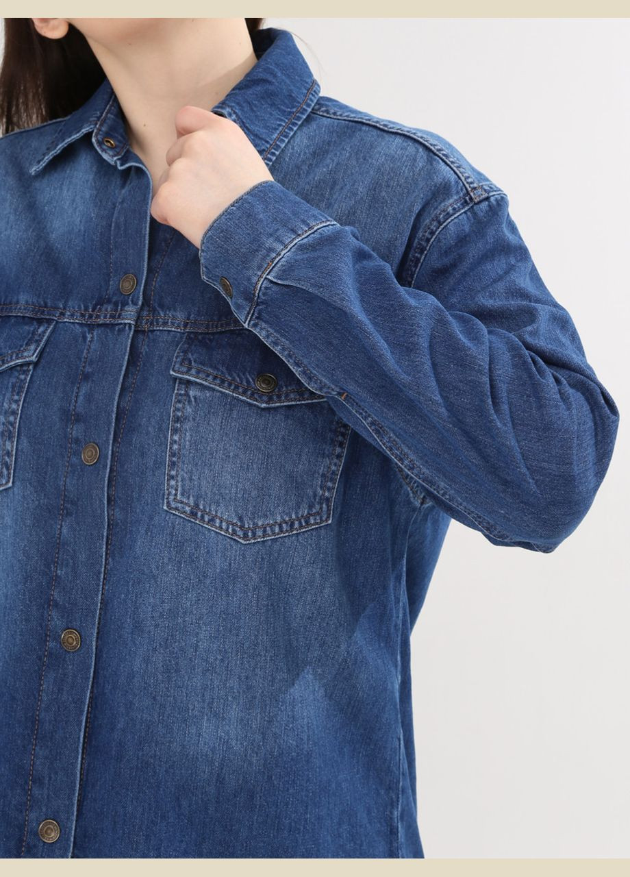 Синяя повседневный рубашка Whitney с длинным рукавом