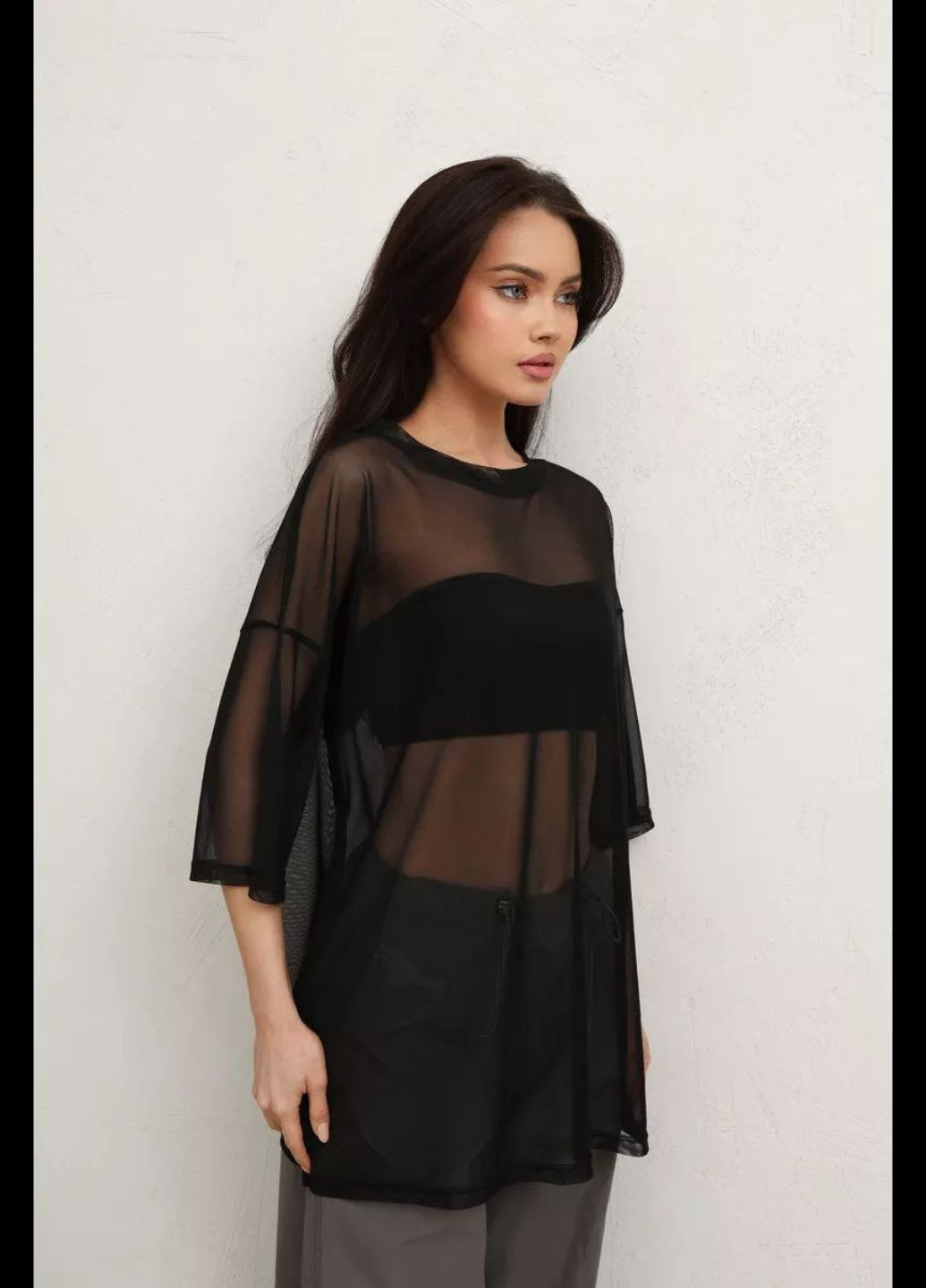 Прозора футболка-туніка вільного крою Tik-Tak - (341125266)