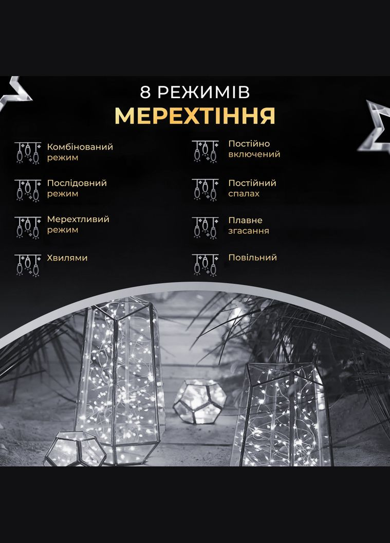 Гирлянда Роса нить 500 LED длина 50 м с пультом от сети зеленый, белый GarlandoPro (324070595)