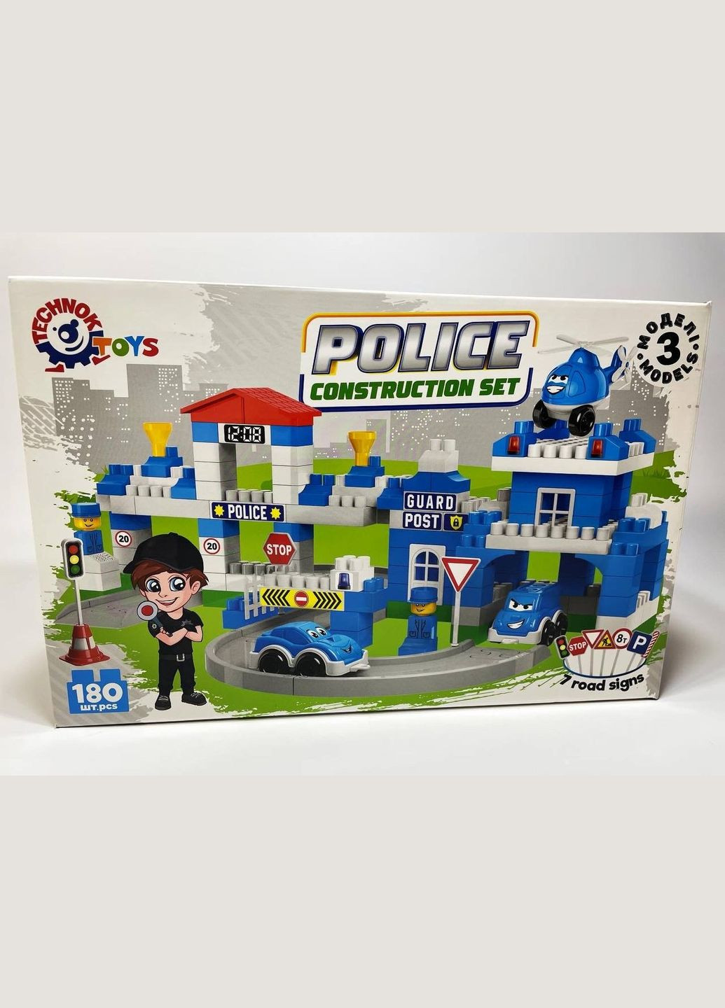 Конструктор 8447(3) "Technok Toys" отделение полиции, 180 деталей, патрульная машина, минивэн, вертолет ТехноК (316093948)