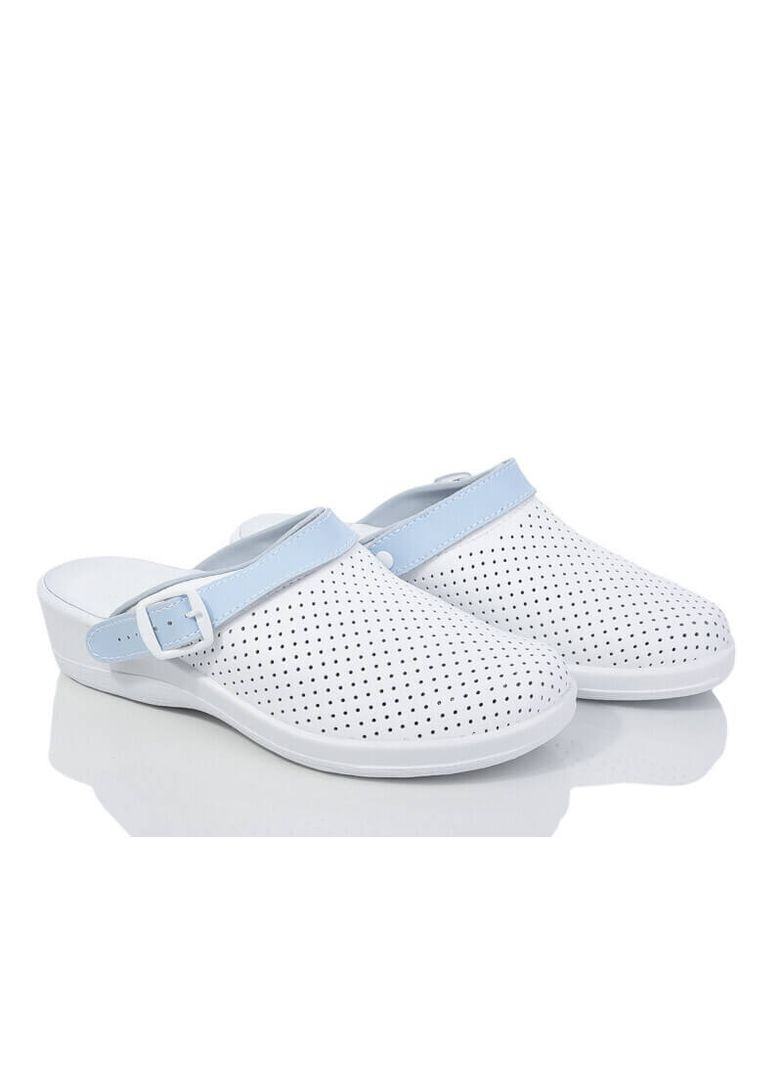Голубые медицинские тапочки женские лера бело-голубые (69530108/06) FLOCC