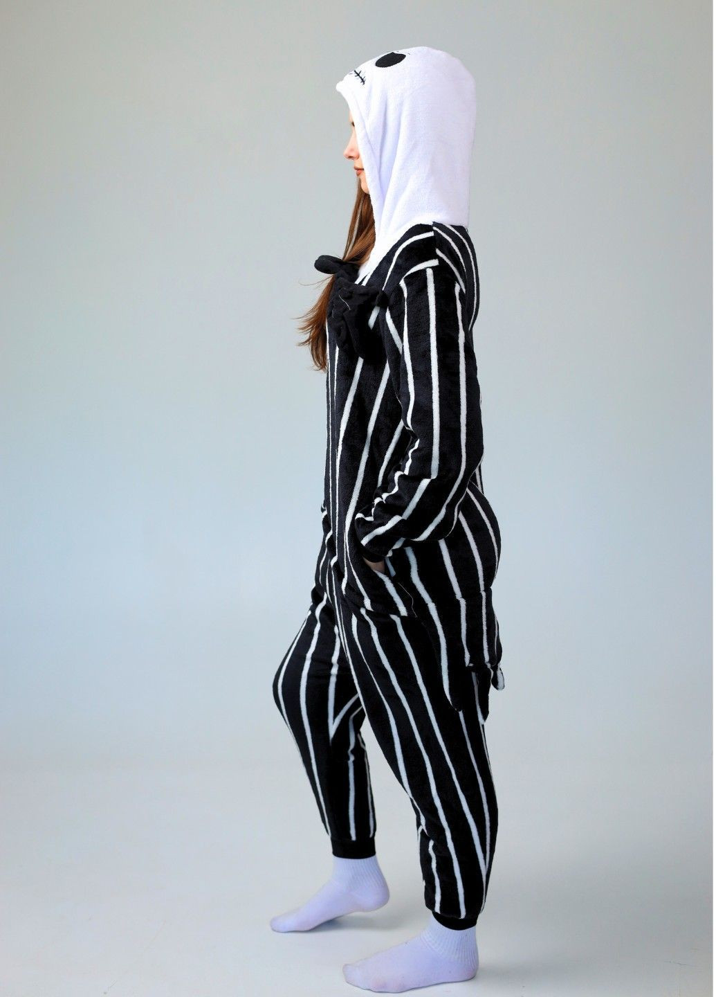 Кігурумі піжама Джек Скеллінгтон плюшеве жіноче чорне на Хелловін Lalapka (362490076)