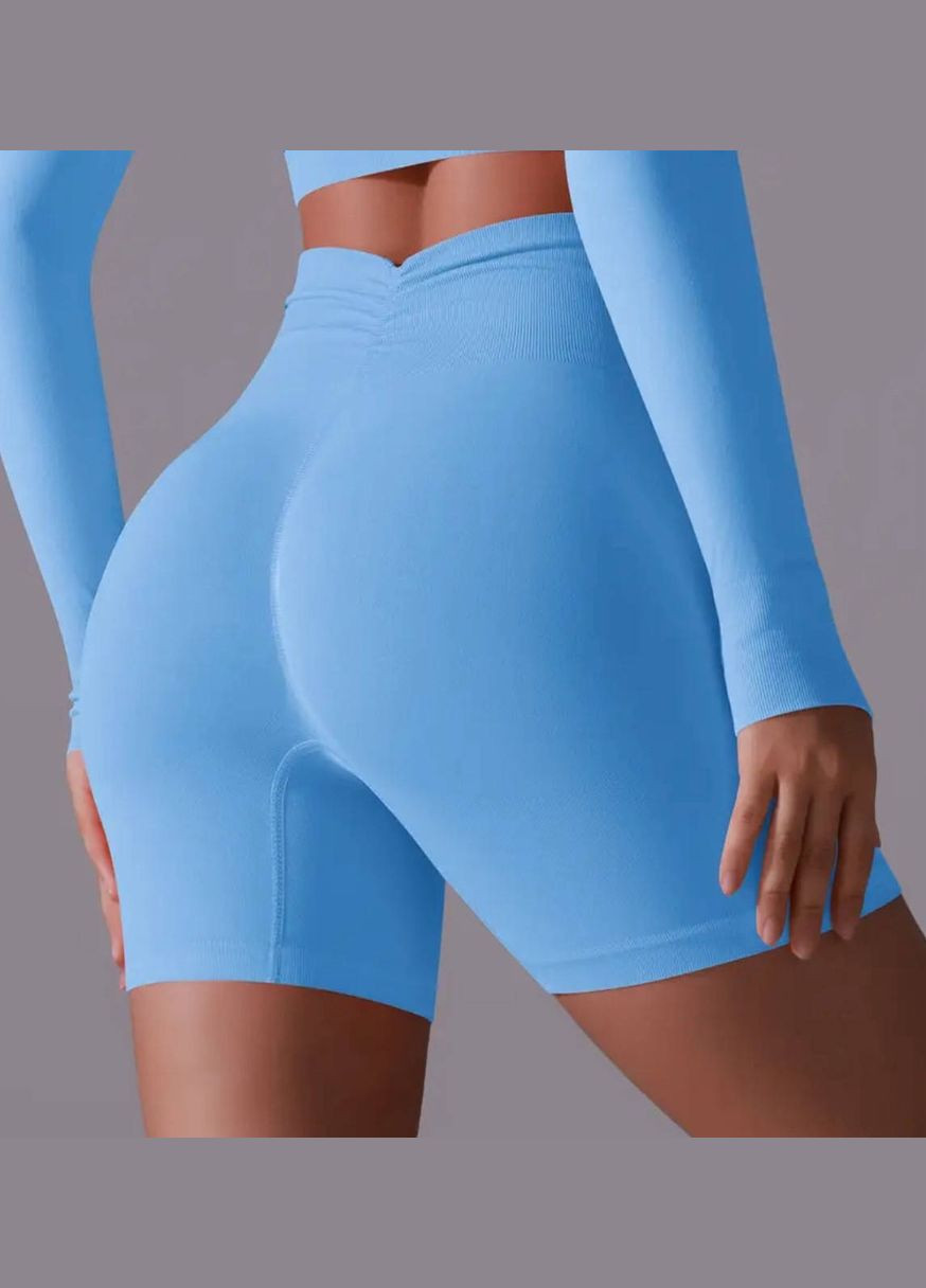 Однотонні безшовні спортивні шорти з пуш-ап ефектом No Brand (322458519)