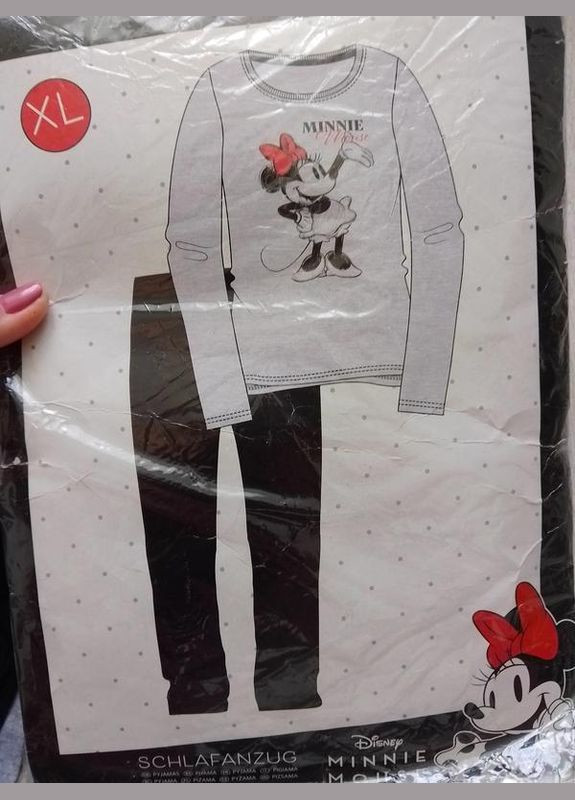 Сіра всесезон жіноча піжама, домашній костюм лонгслів + брюки Minnie Mouse