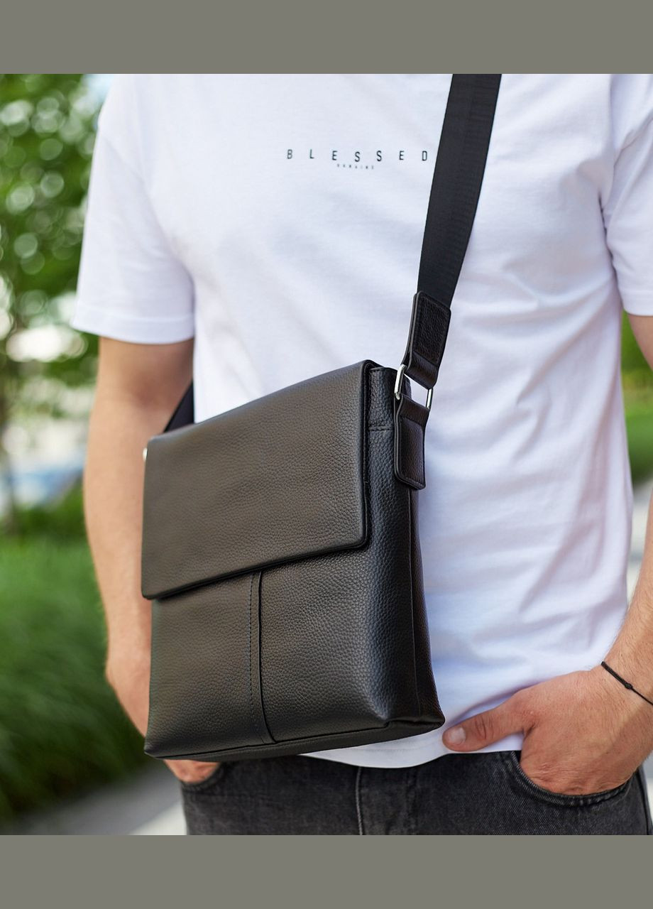 Чоловічий класичний месенджер через плече шкіряний чорний 2862 Tiding Bag (359380751)