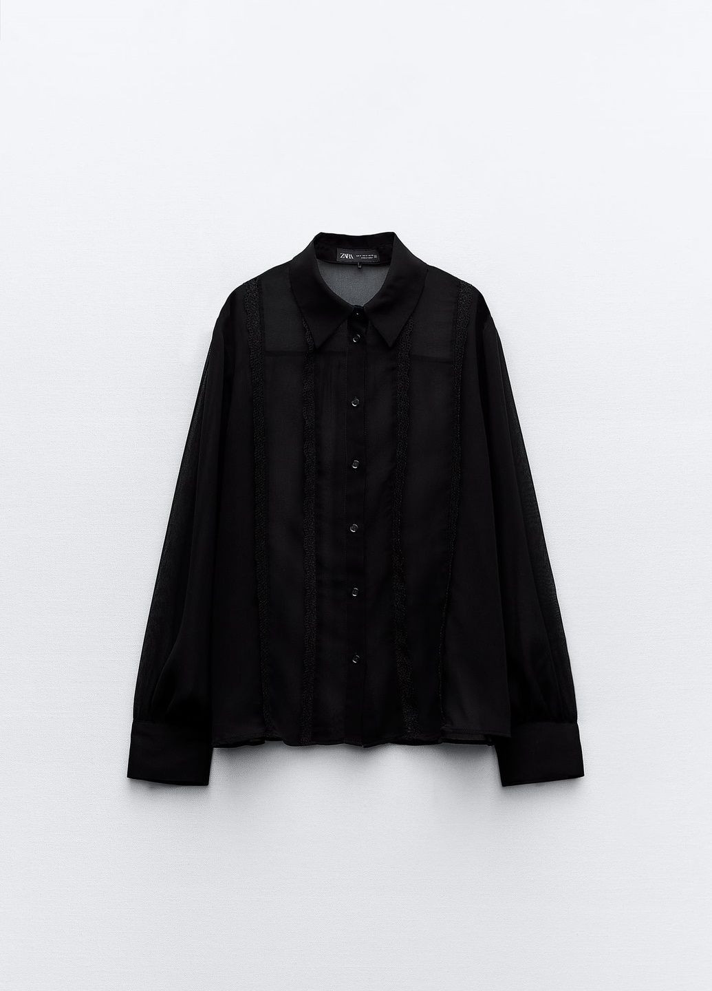 Черная вечерний рубашка с орнаментом Zara