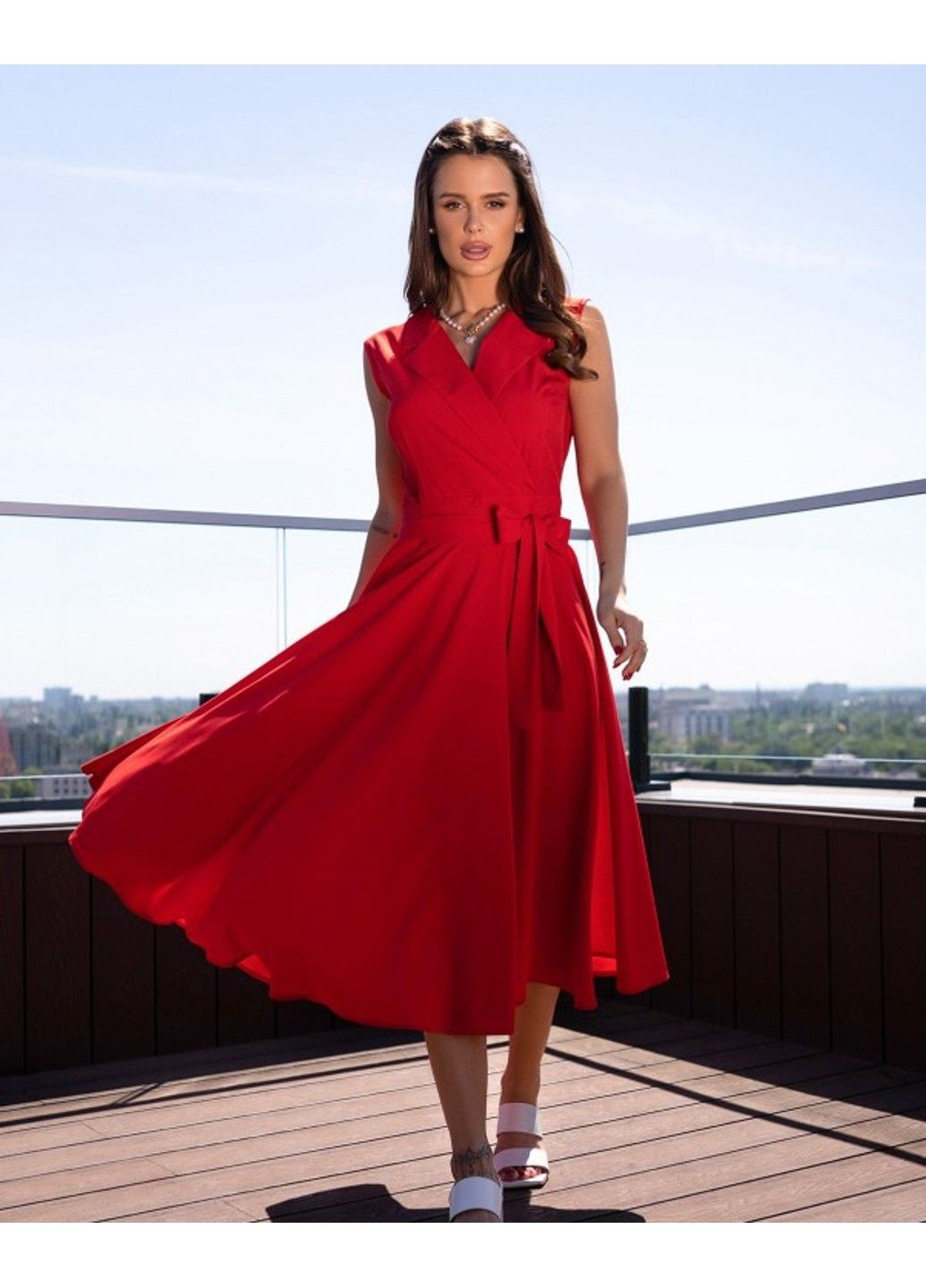 Червона повсякденний сукні 14723 червоний ISSA PLUS