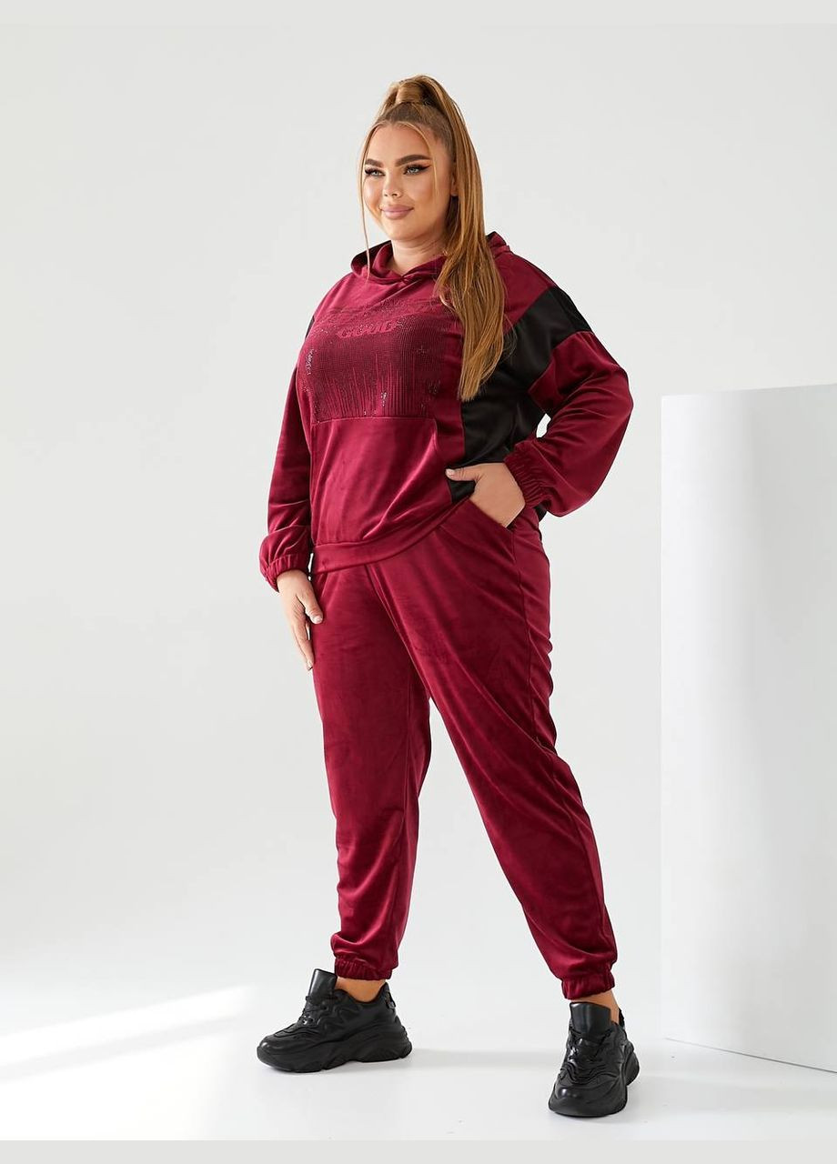 Жіночий спортивний костюм з велюру колір джинс New Trend (304987176)