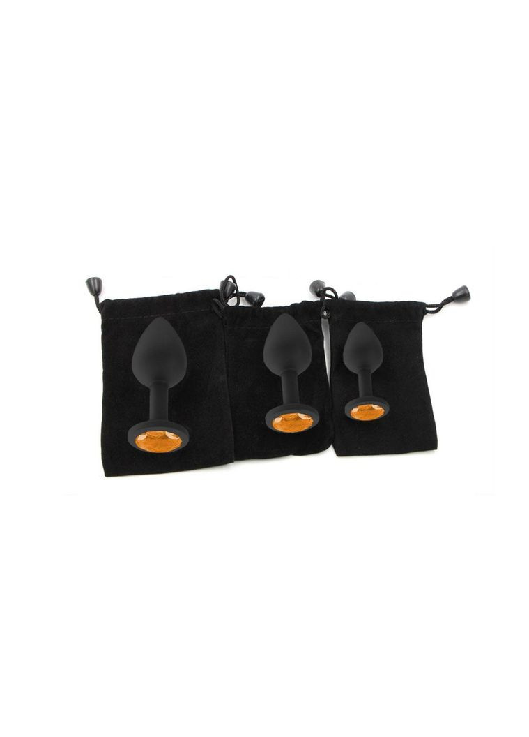 Комплект силіконових анальних пробок з каменем різного розміру набір з 3 анальних плагів China (317747498)