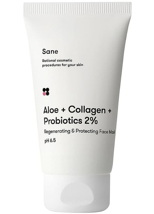 Маска для обличчя з алое Aloe + Collagen + Probiotics 2% Regenerating & Protecting Face Mask 75ml (898745-753) Sane (368610304)