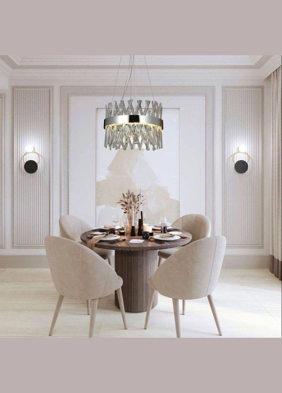 Серебряная led 40 см круглая люстра (909-LXL3009 CR) No Brand (370070294)