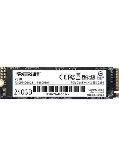 Твердотельный накопитель SSD 240Gb, P310, PCI-E 3.0 x4, M.2 2280, 3D TLC, 1700/1000 МБ/с (P310P240GM28) P310P240GM28 Patriot (395347498)