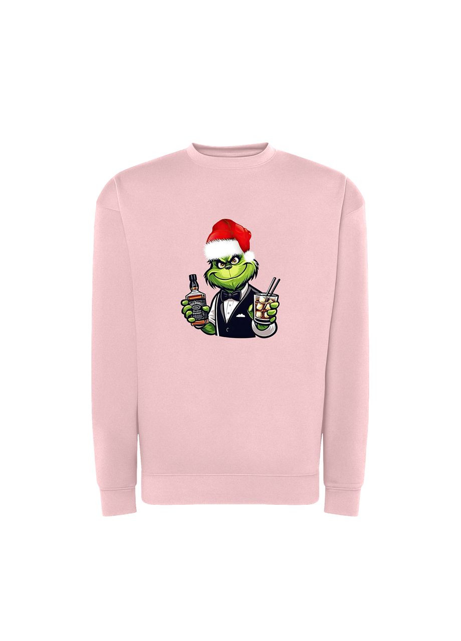 Розовый новогодний свитшот с принтом "пьяный дух рождества". гринч (10196999122) ТiШОТКА (368566500)