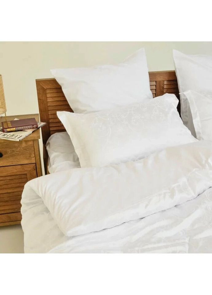 Постельное белье евро Сатин Жаккард 1908-E 220х200 см белое Tiare (327791077)