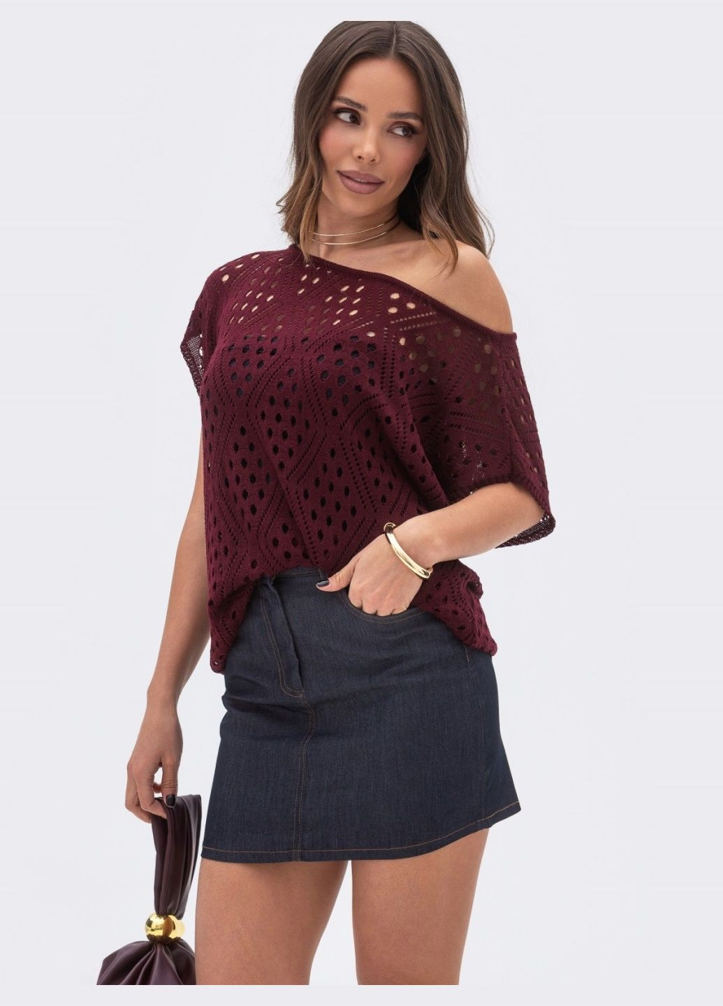 в'язана футболка червоного кольору з перфорацією Dressa - (330528406)