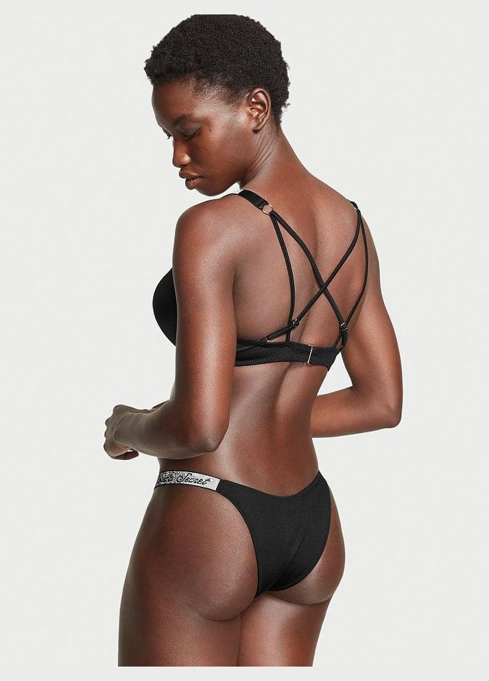 Чорний демісезонний жіночий купальник shine strap sexy bombshel зі стразами 70d/s чорний Victoria's Secret