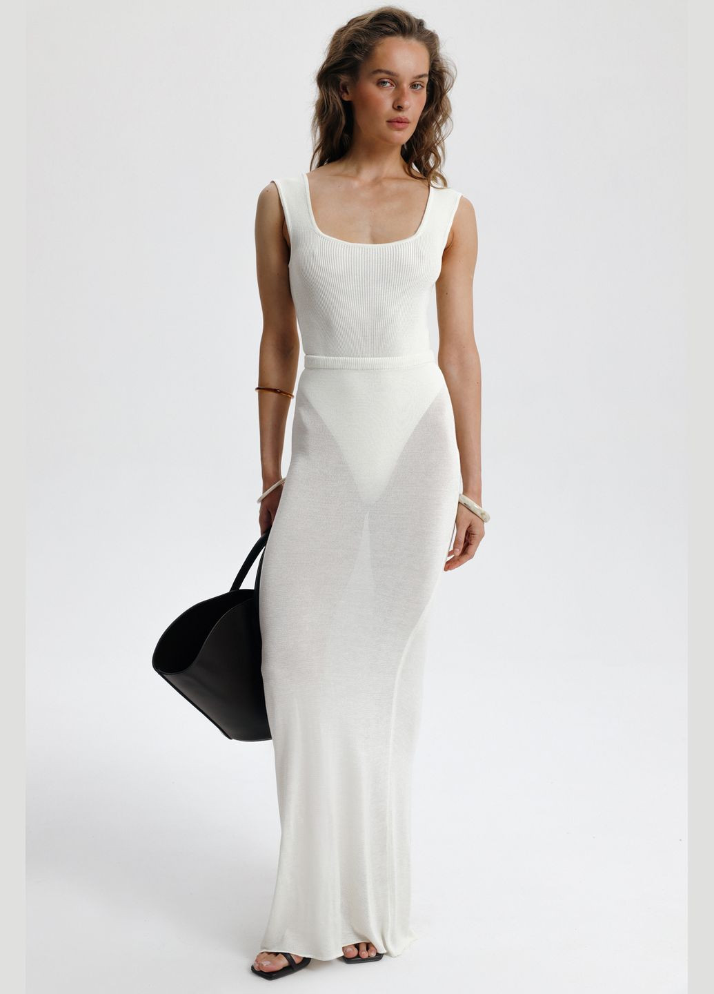 Молочная юбка макси розовый 2100 Papaya