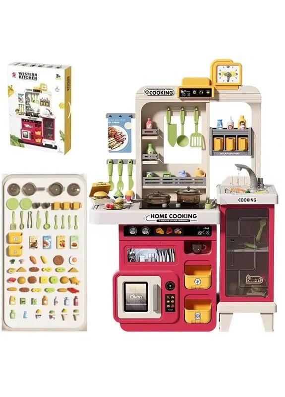Детская кухня с водой и паром 928 B звук, свет, продукты, посуда, высота 82 см, 68 предмета Limo Toy (351478700)