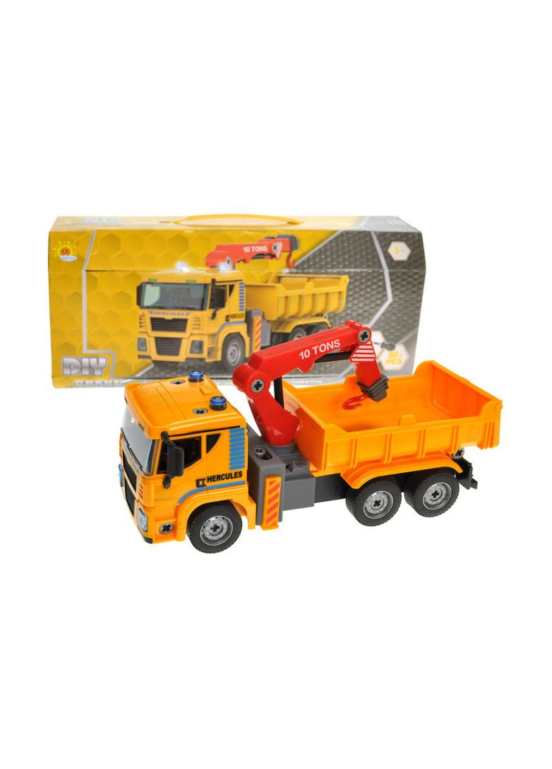 Игрушка машина Грузовик с краном конструктор с отверткой звук со светом, 3201-3 No Brand (362429019)