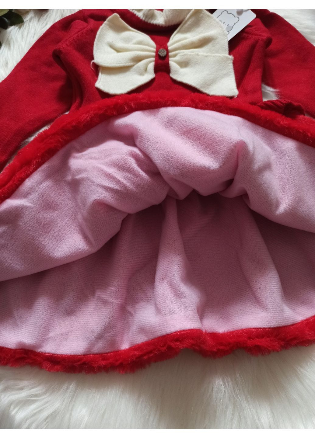 Яскраво-червона тепла в'язана для дівчинки | машинна в'язка, утеплений низ, розміри 92–110 см No Brand (366428834)