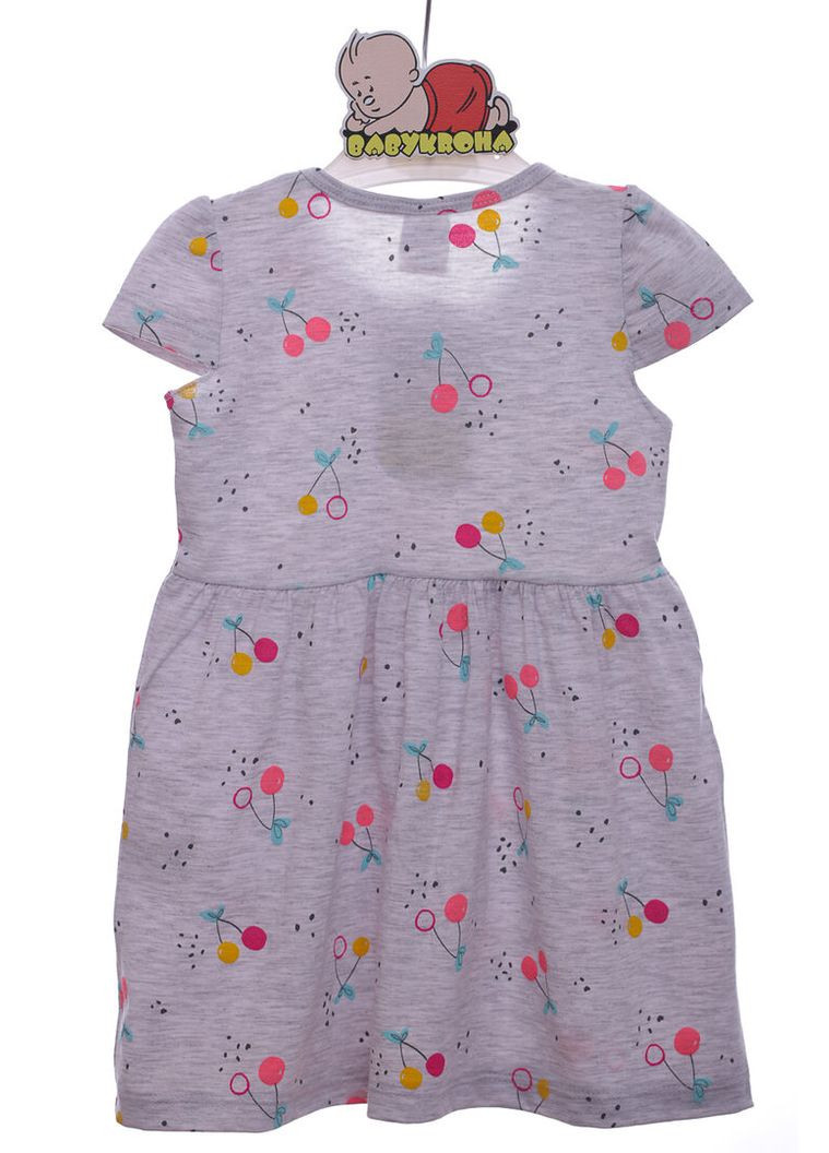 Сіра сукня трикотажна для дівчинки ferix з вишеньками світло-сіра 98 см (44866) BABYKROHA (317042737)