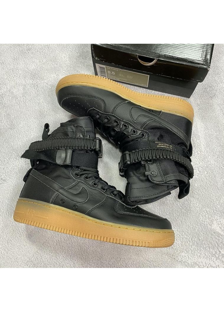 КРОССОВКИ ЖЕНСКИЕ NIKE SPECIAL FLED AIR FORCE 1 BLACK BEIGE 2 НАЙК No Brand чёрные демисезоны (367177232)