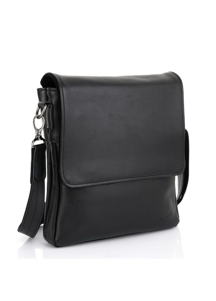 Чоловіча шкіряна сумка через плече планшет месенджер із натуральної шкіри чорна 25*24*5 см TARWA (329148076)