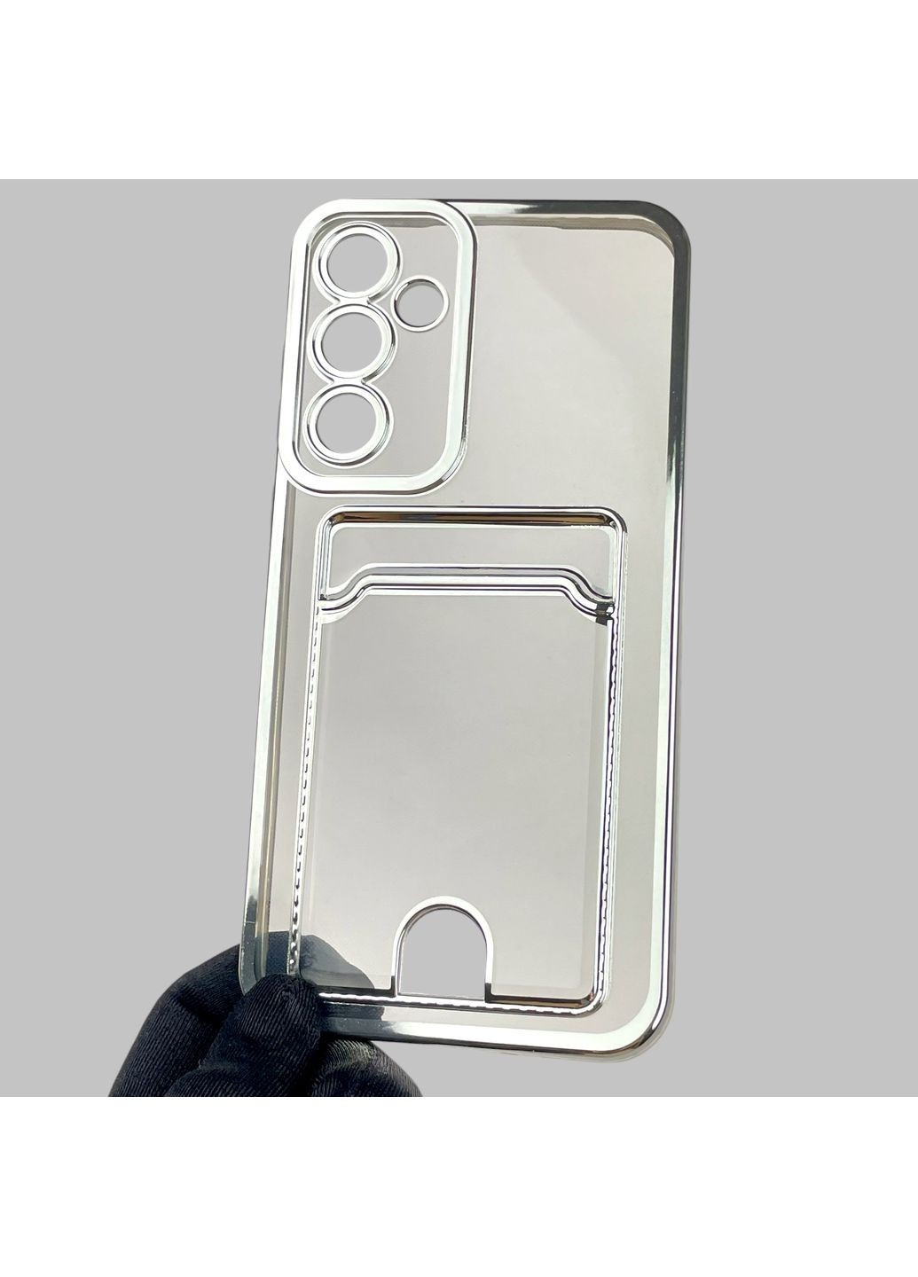 Чохол для Galaxy A35 5G (SM-A356B) зі срібною окантовкою з кишенькою для карток на самсунг а35 срібний Samsung (366022939)