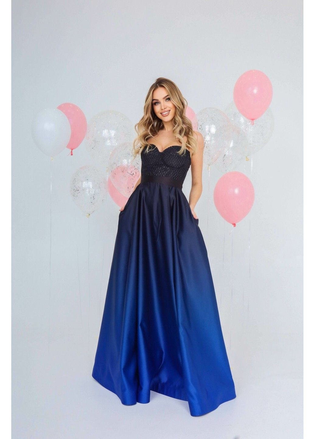 Синя вечірня сукня корсет 22003 чорна синя Tanita-Romario