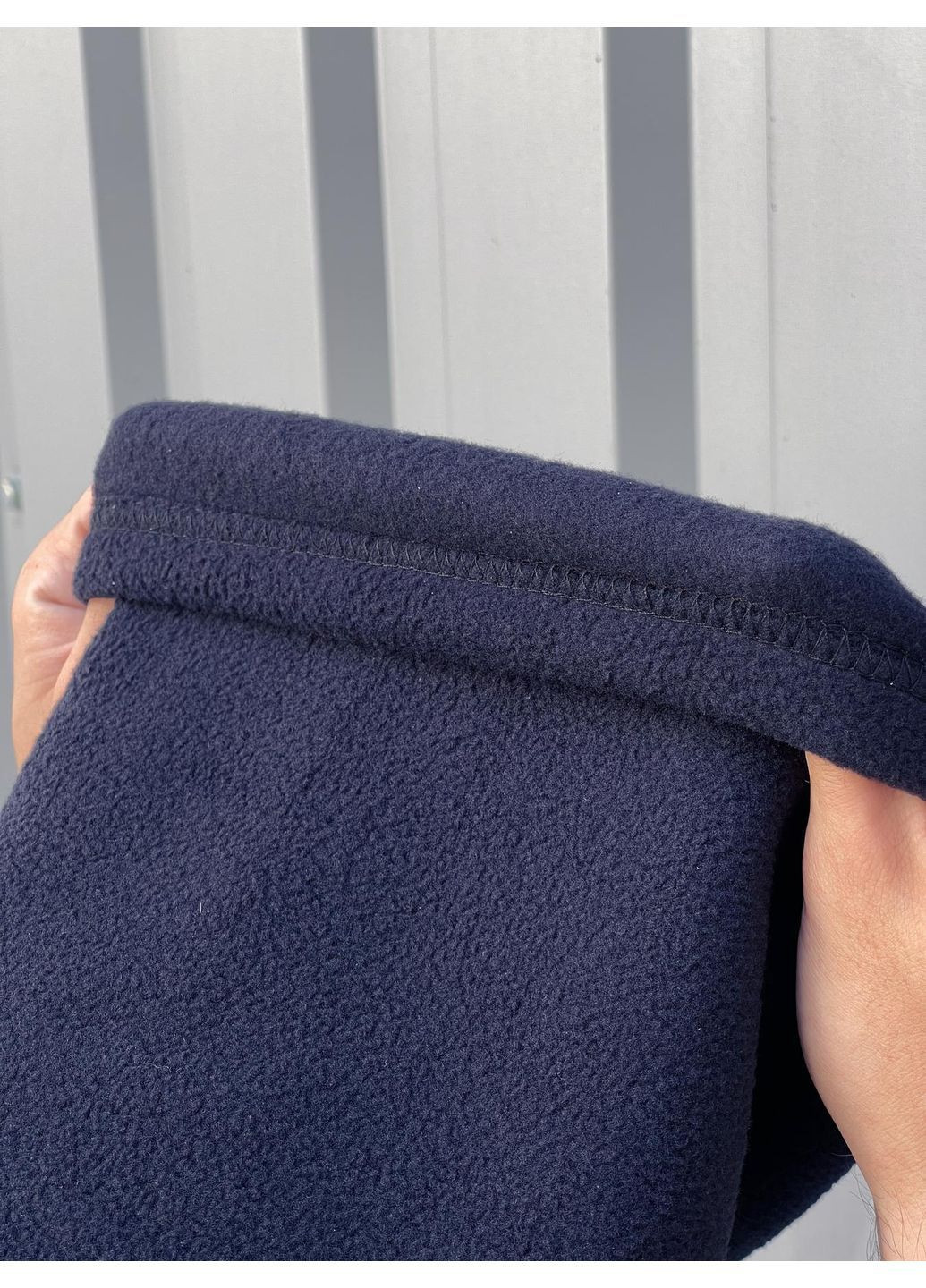 Бафф флісовий теплий з вишитим логотипом синій No Brand Класичний баф (369981307)