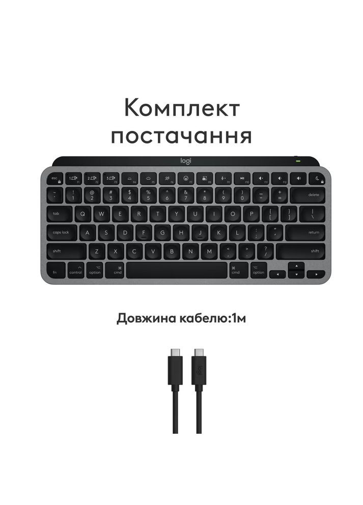 Клавиатура беспроводная MX Keys Mini для Mac Minimalist Wireless Illuminated Keyboard Space Grey (L920-012652) Logitech (360417698)