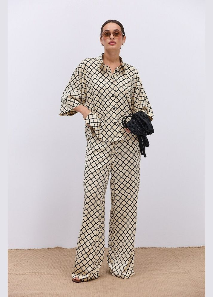 Костюм жіночий шовковий з абстрактним візерунком MKAR35190-1 Modna KAZKA (336933971)