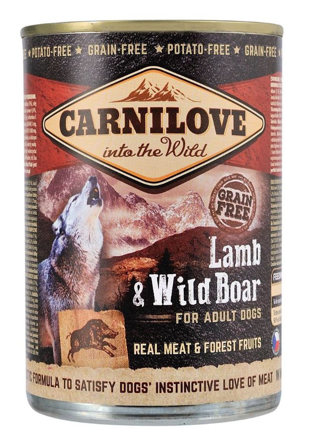 Вологий корм Lamb & Wild Boar для собак, ягня та кабан, 400 г Carnilove (292259857)