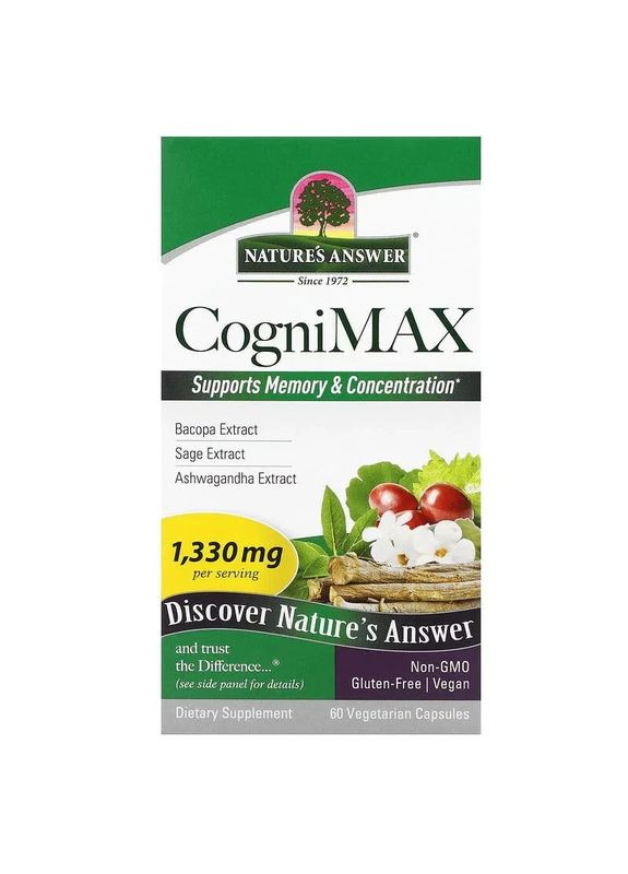 Комплекс для памяти и мозга CogniMax, 60 капсул Nature's Answer (361114125)
