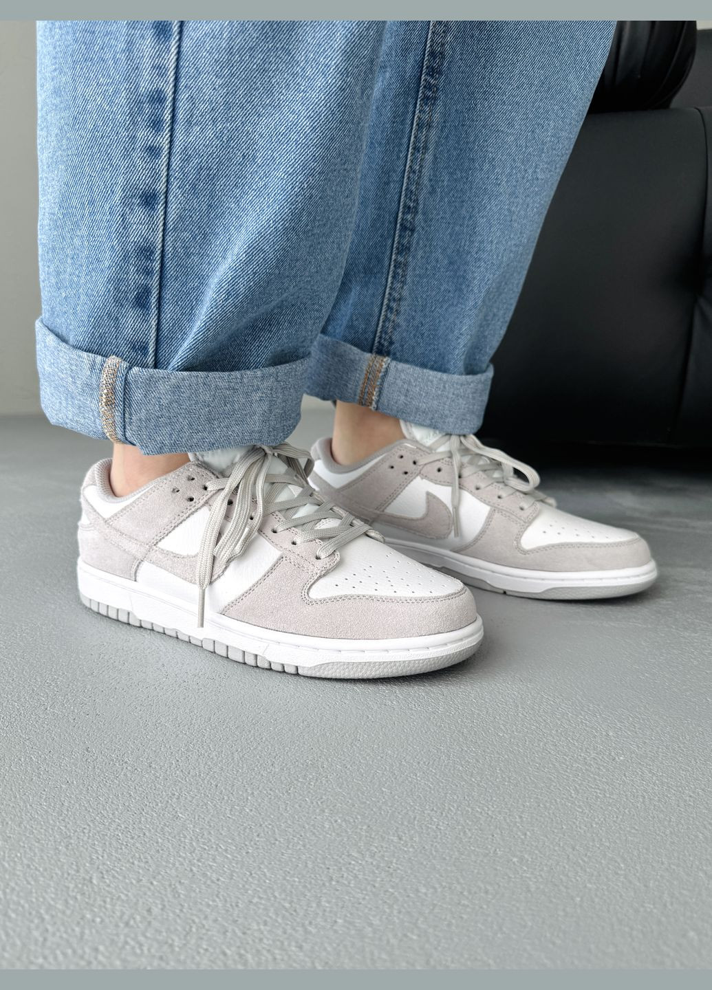 Кросівки жіночі і чоловічі Nike SB Dunk Low Grey White | Найк СБ Данк низькі сірі білі No Brand сірі демісезони (341485838)