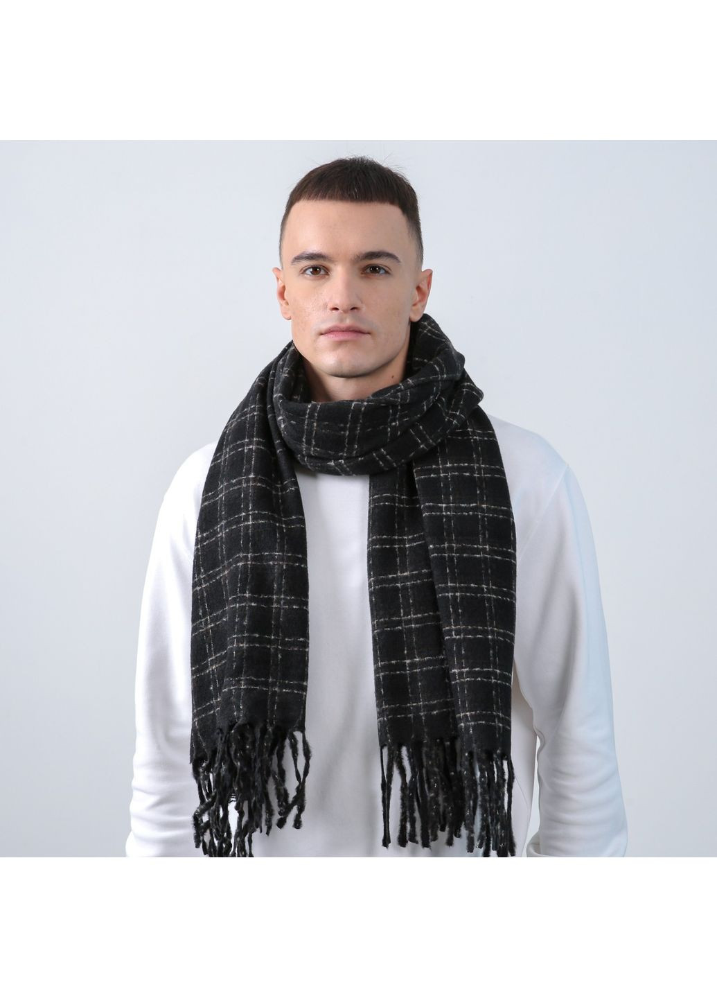 Палантин чоловічий клітинка кашемір ПОНГО 952-614 LuckyLOOK 952-614М (368194381)